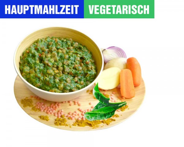 Linsen Curry Dal mit Spinat