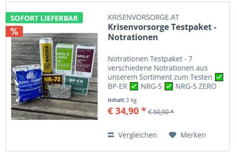 Krisenvorsorge Testpaket - Notrationen