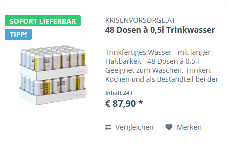 lange Haltbares Trinkwasser in Dosen